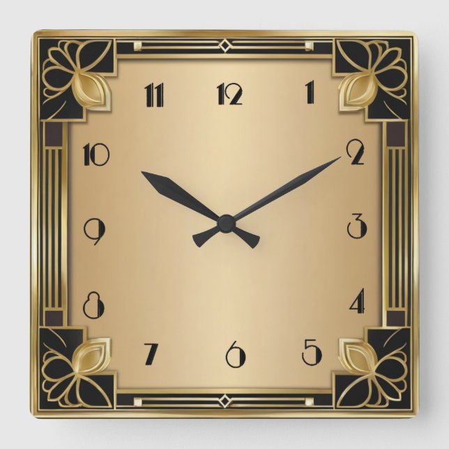 Art Deco Quadratische Wanduhr (Vorderseite)