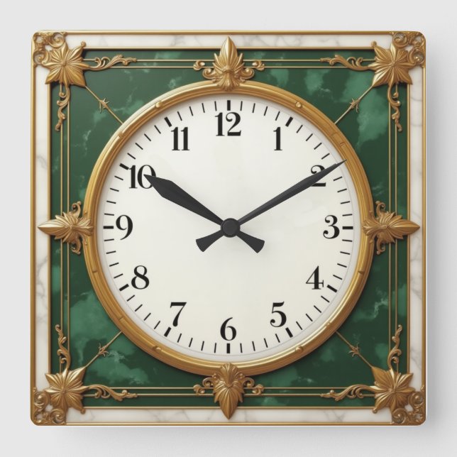 Art Deco Quadratische Wanduhr (Vorderseite)