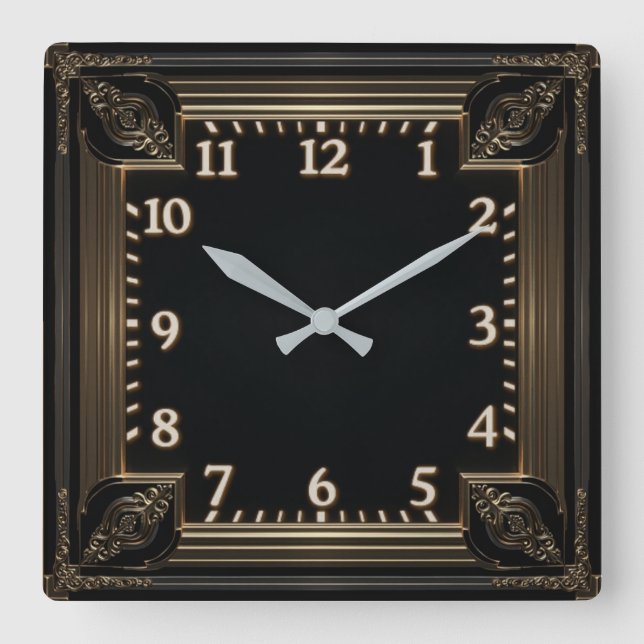 Art Deco Quadratische Wanduhr (Vorderseite)
