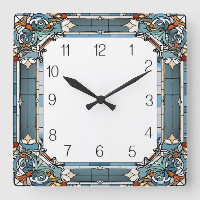 Art Deco Quadratische Wanduhr (Vorderseite)
