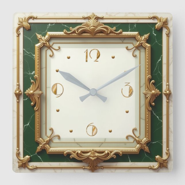 Art Deco Quadratische Wanduhr (Vorderseite)