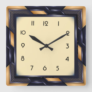 Art Deco Quadratische Wanduhr