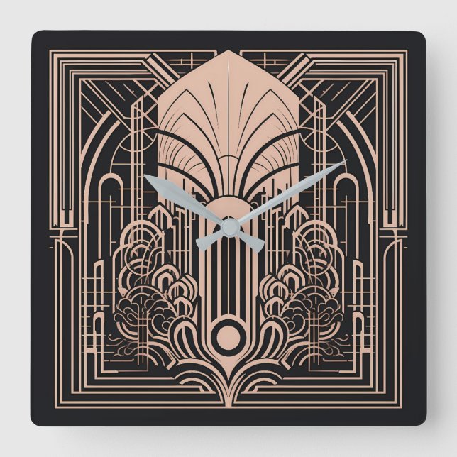 Art Deco Quadratische Wanduhr (Vorderseite)