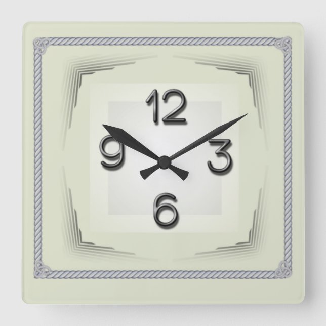 Art Deco Quadratische Wanduhr (Vorderseite)