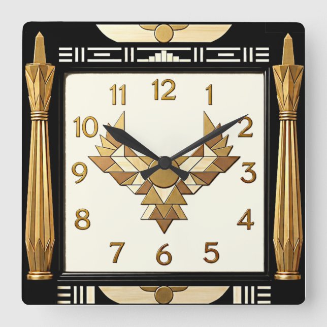 Art Deco Quadratische Wanduhr (Vorderseite)