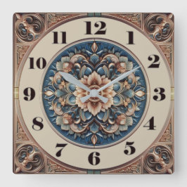 Art Deco Quadratische Wanduhr