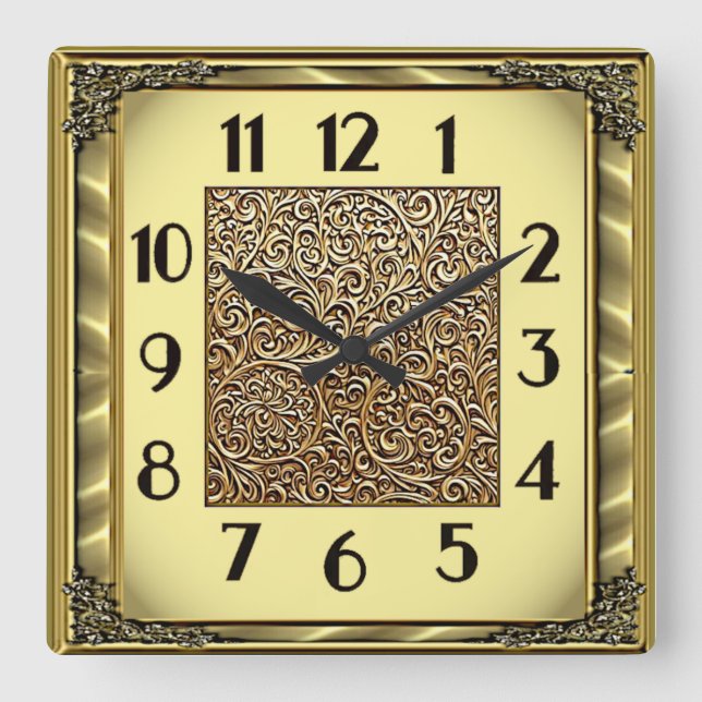 Art Deco Quadratische Wanduhr (Vorderseite)