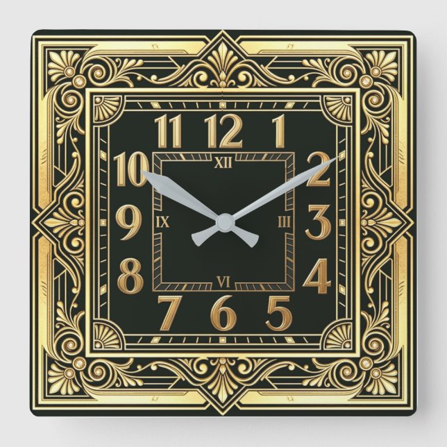 Art Deco Quadratische Wanduhr (Vorderseite)