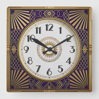 Art Deco Quadratische Wanduhr