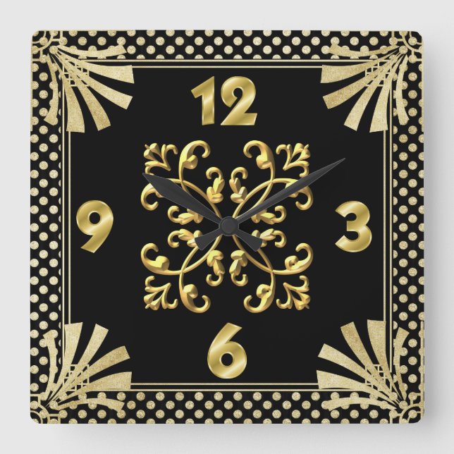 Art Deco Quadratische Wanduhr (Vorderseite)