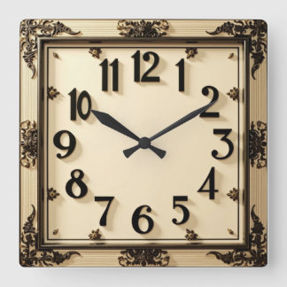 Art Deco Quadratische Wanduhr