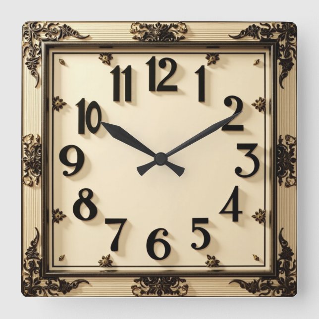 Art Deco Quadratische Wanduhr (Vorderseite)