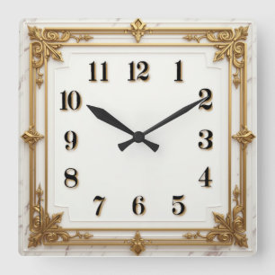 Art Deco Quadratische Wanduhr