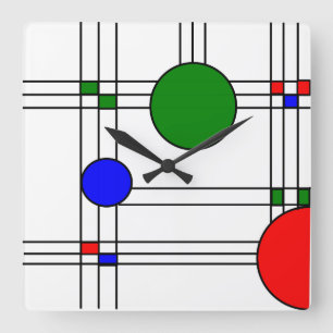 Art Deco  Quadratische Wanduhr