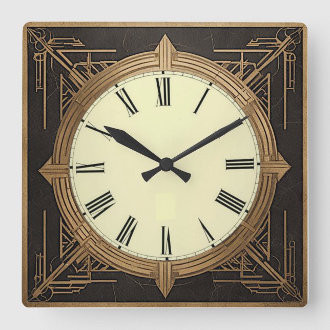 Art Deco Quadratische Wanduhr (Vorderseite)