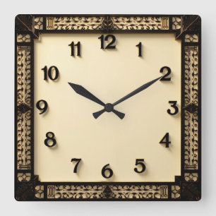 Art Deco Quadratische Wanduhr