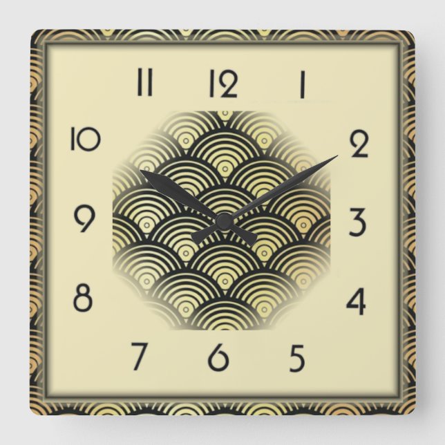 Art Deco Quadratische Wanduhr (Vorderseite)