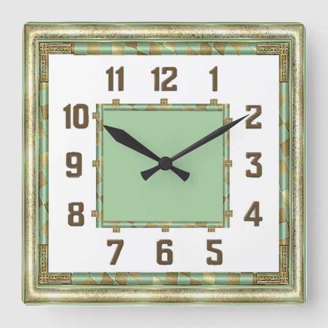 Art Deco Quadratische Wanduhr (Vorderseite)