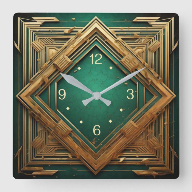 Art Deco Quadratische Wanduhr (Vorderseite)
