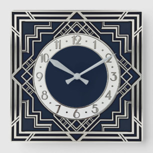 Art Deco Quadratische Wanduhr