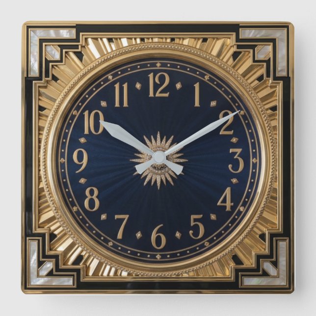 Art Deco Quadratische Wanduhr (Vorderseite)