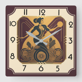 Art Deco Quadratische Wanduhr