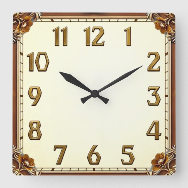 Art Deco Quadratische Wanduhr (Vorderseite)