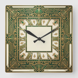 Art Deco Quadratische Wanduhr