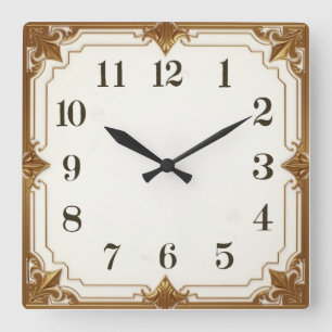 Art Deco Quadratische Wanduhr