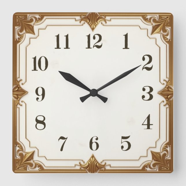Art Deco Quadratische Wanduhr (Vorderseite)