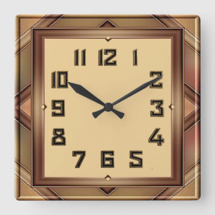 Art Deco Quadratische Wanduhr