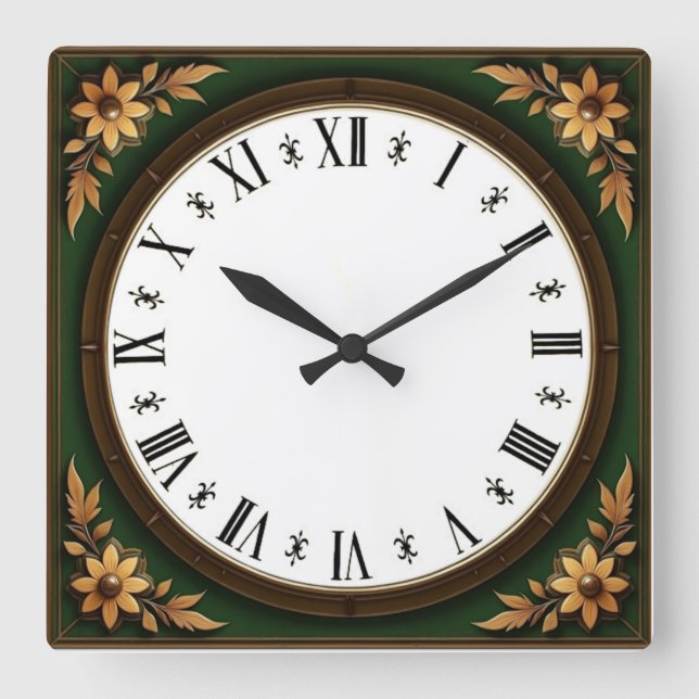 Art Deco Quadratische Wanduhr (Vorderseite)