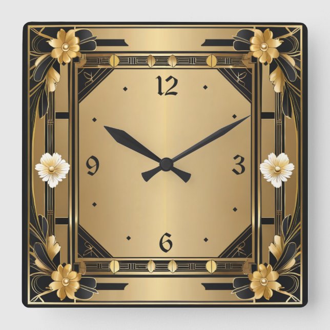 Art Deco Quadratische Wanduhr (Vorderseite)