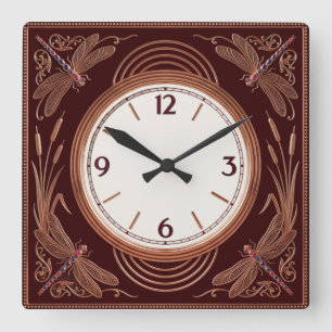 Art Deco Quadratische Wanduhr