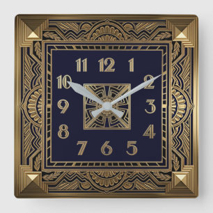 Art Deco Quadratische Wanduhr