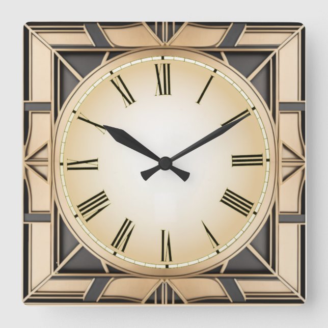 Art Deco Quadratische Wanduhr (Vorderseite)
