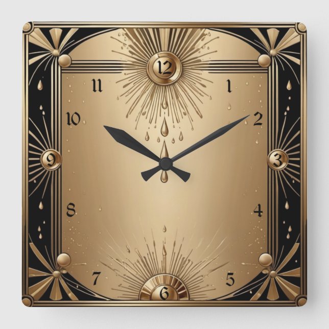 Art Deco Quadratische Wanduhr (Vorderseite)