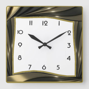 Art Deco Quadratische Wanduhr
