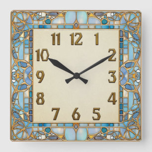 Art Deco Quadratische Wanduhr