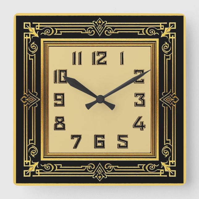 Art Deco Quadratische Wanduhr (Vorderseite)
