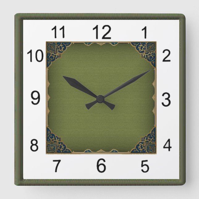 Art Deco Quadratische Wanduhr (Vorderseite)
