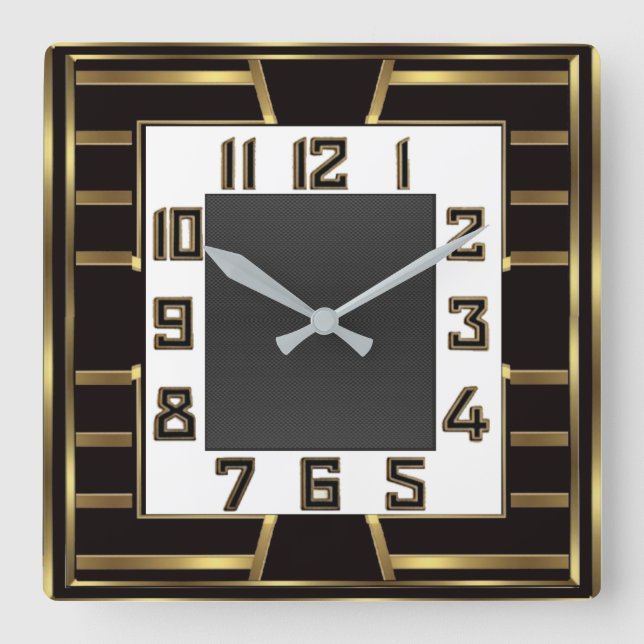 Art Deco Quadratische Wanduhr (Vorderseite)