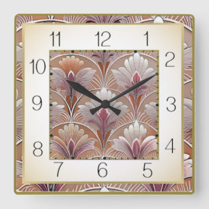 Art Deco Quadratische Wanduhr