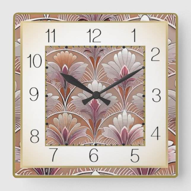 Art Deco Quadratische Wanduhr (Vorderseite)