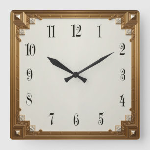 Art Deco Quadratische Wanduhr