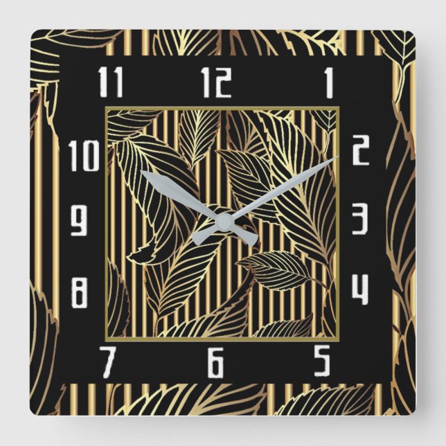 Art Deco Quadratische Wanduhr (Vorderseite)