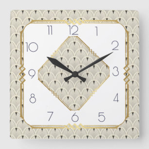 Art Deco Quadratische Wanduhr