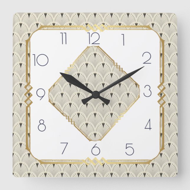 Art Deco Quadratische Wanduhr (Vorderseite)