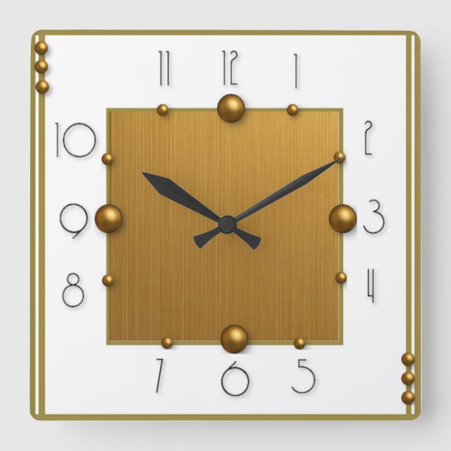 Art Deco Quadratische Wanduhr (Vorderseite)