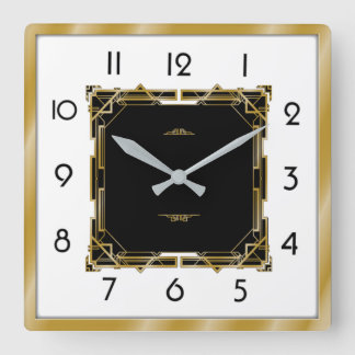 Art Deco Quadratische Wanduhr
